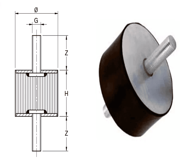 Antivibrant 104 TYPE A - MM 40/30 M8X23 M8X23 SH.55