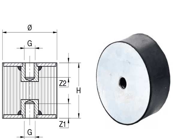 Antivibrant 1003 TYPE C - FF 30/30 M8X7/M8X7 SH.55